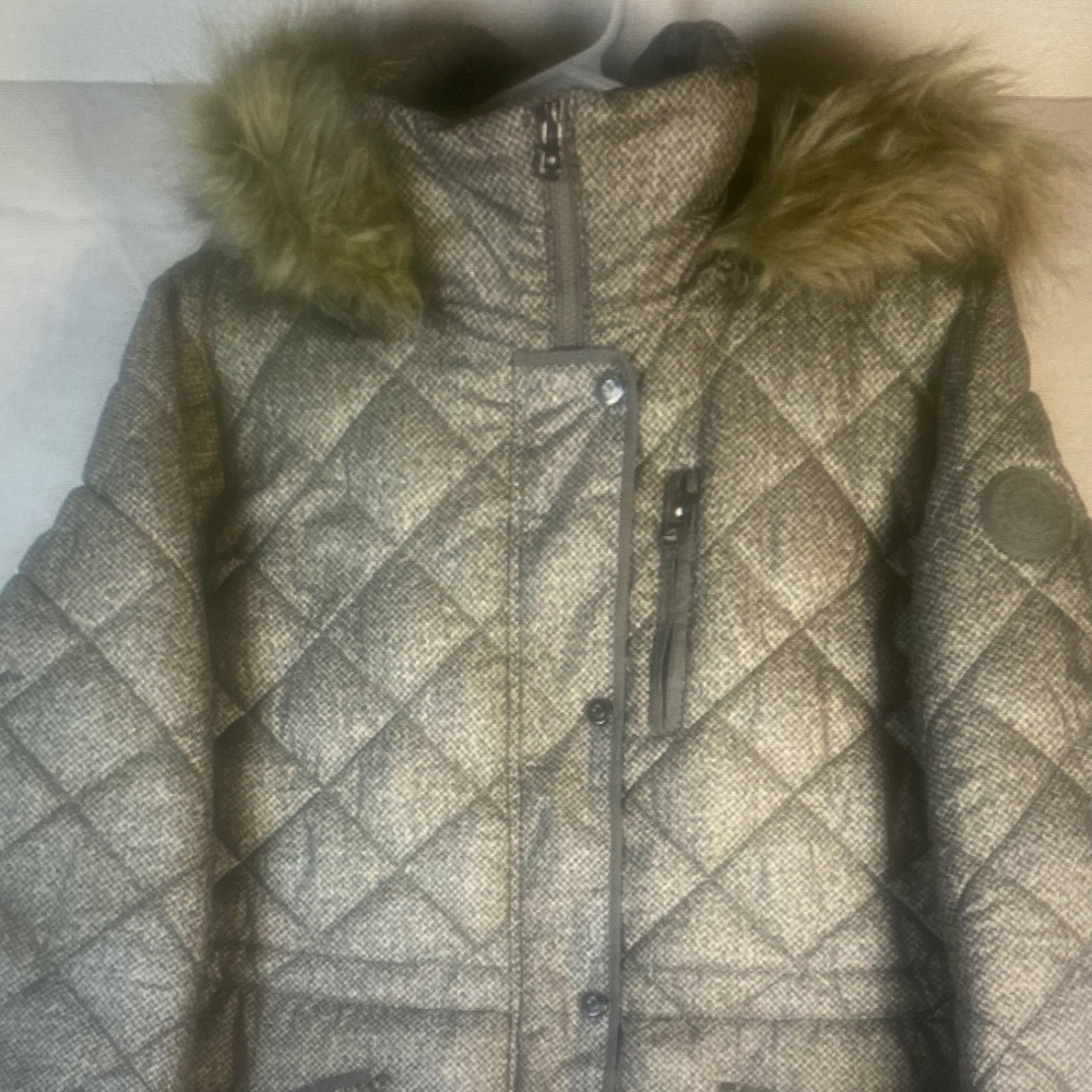 Lauren Ralph Lauren Shades of Gray Zip up/Snap-up Hooded Mid-Length Coat Larger